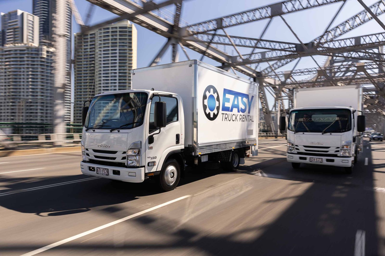 Easy Truck Rental trucks crossing the Story Bridge, Brisbane